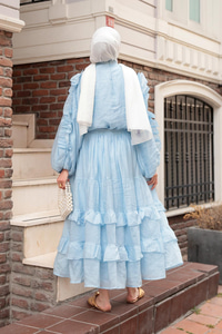 Fırfrı Detaylı Takım Mavi