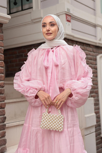 Fırfrı Detaylı Takım Pembe