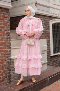 Fırfrı Detaylı Takım Pembe