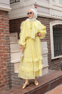 Fırfrı Detaylı Takım Sarı