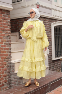 Fırfrı Detaylı Takım Sarı