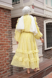 Fırfrı Detaylı Takım Sarı