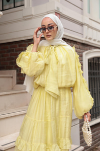 Fırfrı Detaylı Takım Sarı