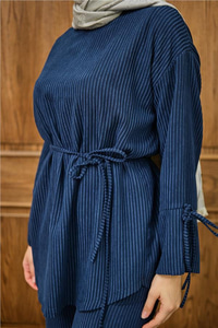 Fitilli İkili Takım Lacivert