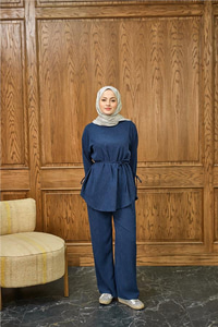 Fitilli İkili Takım Lacivert