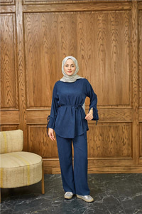 Fitilli İkili Takım Lacivert