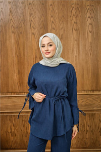 Fitilli İkili Takım Lacivert