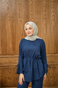 Fitilli İkili Takım Lacivert