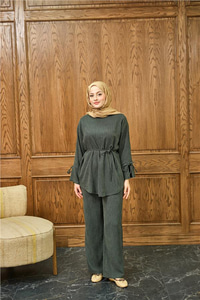 Fitilli İkili Takım Zümrüt Yeşil