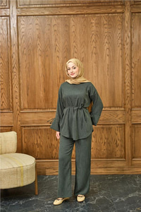 Fitilli İkili Takım Zümrüt Yeşil