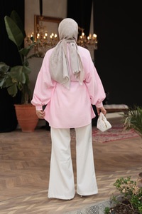 Fitilli Oversize Gömlek Pembe