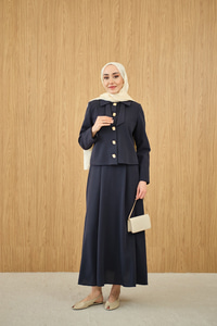 Fiyonk Görünümlü Çift Yaka Takım Lacivert