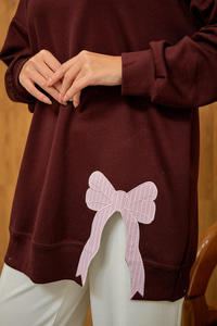 Fiyonk Nakışlı Tunik Bordo