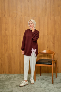 Fiyonk Nakışlı Tunik Bordo