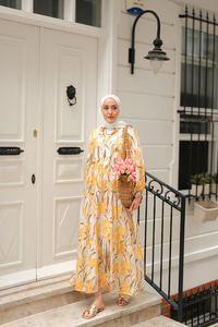Flora Çicek Desenli Elbise Sarı