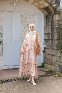 Flora Çicek Desenli Elbise Somon