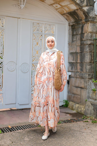 Flora Çicek Desenli Elbise Somon