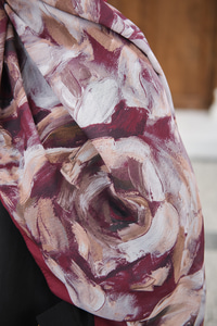 Flora Desen Şal Bordo