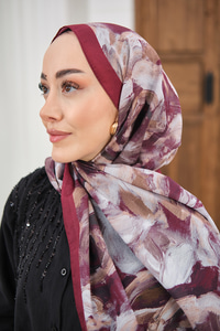 Flora Desen Şal Bordo