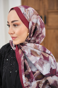 Flora Desen Şal Bordo