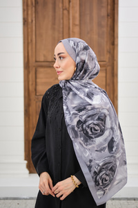 Flora Desen Şal Gri