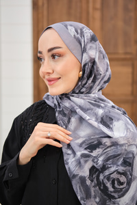 Flora Desen Şal Gri