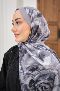 Flora Desen Şal Gri