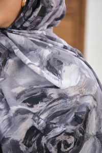 Flora Desen Şal Gri