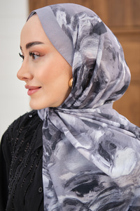 Flora Desen Şal Gri