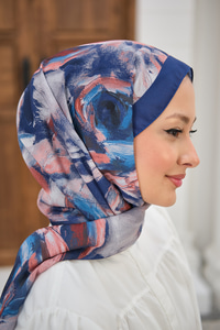 Flora Desen Şal Lacivert