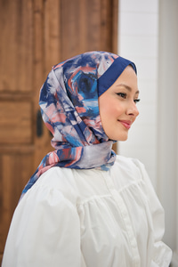 Flora Desen Şal Lacivert