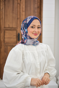 Flora Desen Şal Lacivert