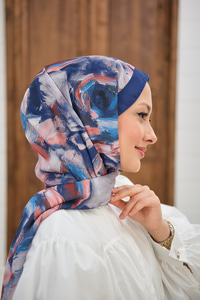 Flora Desen Şal Lacivert