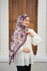 Flora Desen Şal Mürdüm