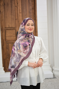 Flora Desen Şal Mürdüm