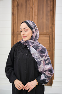 Flora Desen Şal Siyah