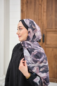 Flora Desen Şal Siyah