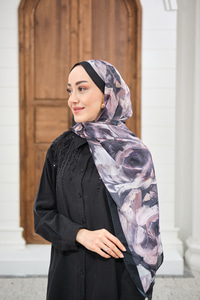 Flora Desen Şal Siyah