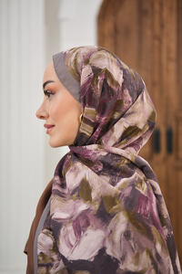 Flora Desen Şal Vizon