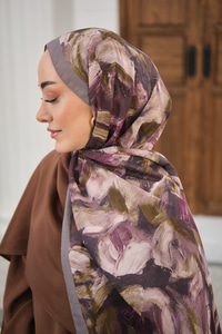 Flora Desen Şal Vizon