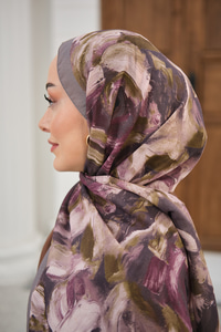 Flora Desen Şal Vizon