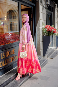 Floral Desenli Elbise Pembe