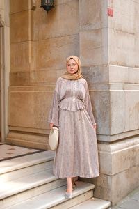 Freddy Desenli Piliseli Etekli Takım Gri