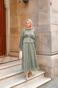 Freddy Desenli Piliseli Etekli Takım Su Yeşil