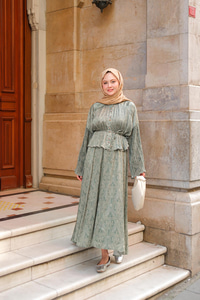 Freddy Desenli Piliseli Etekli Takım Su Yeşil