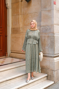 Freddy Desenli Piliseli Etekli Takım Su Yeşil