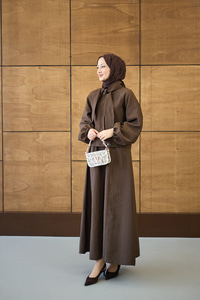 Fular Yaka Cupra Etekli Takım Kahverengi