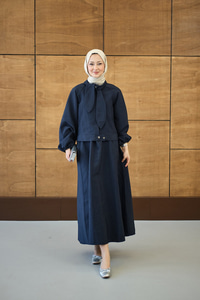 Fular Yaka Cupra Etekli Takım Lacivert