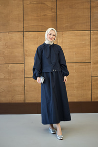 Fular Yaka Cupra Etekli Takım Lacivert