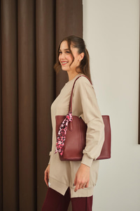 Fularlı Çanta Bordo